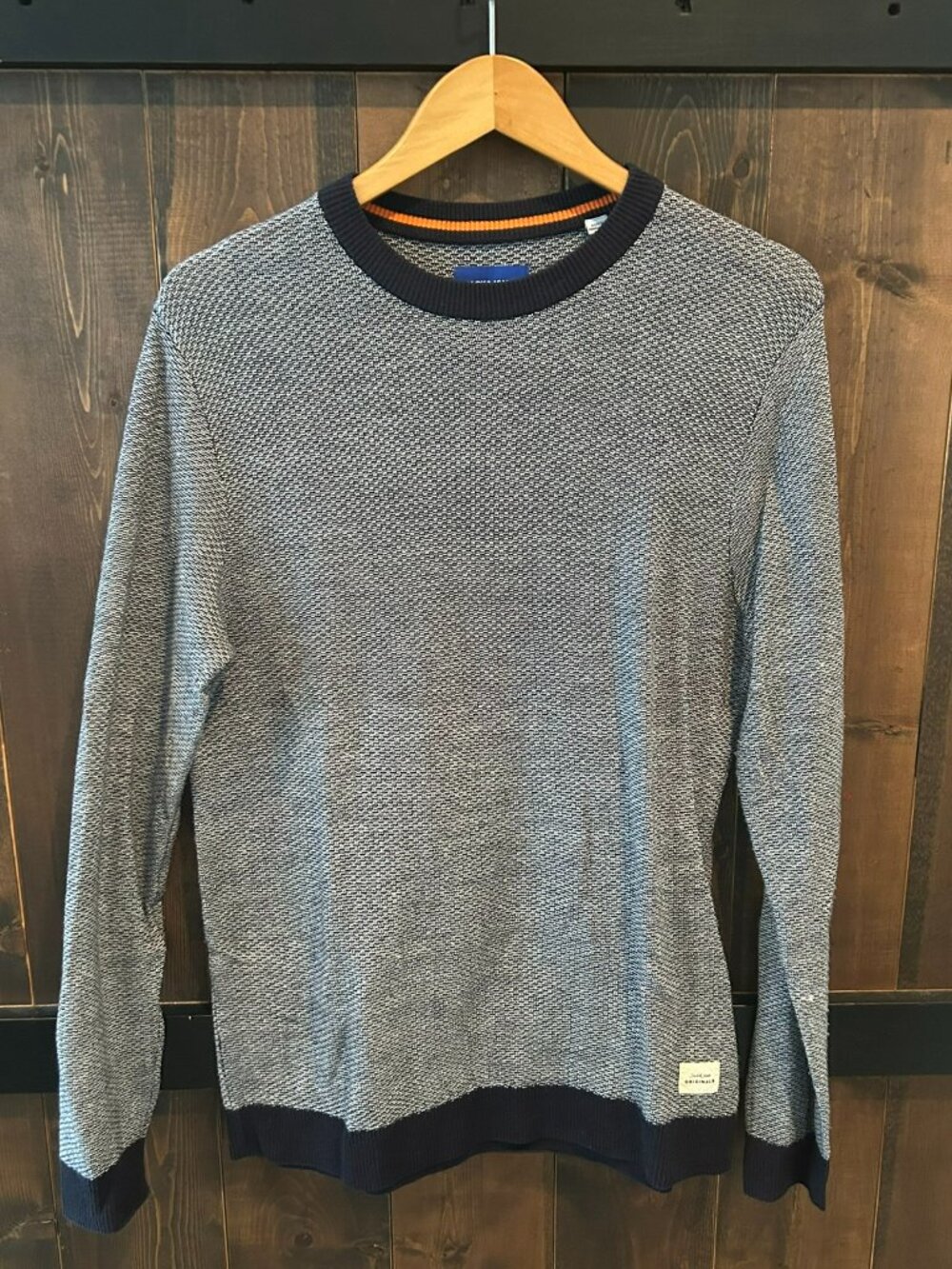 Jack & Jones Originals Dark Blue Birdseye Knit Pattern Men's Size M